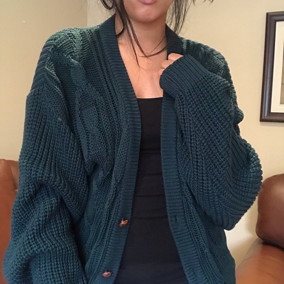 Oversized vintage green cardigan - Picture 1 of 8